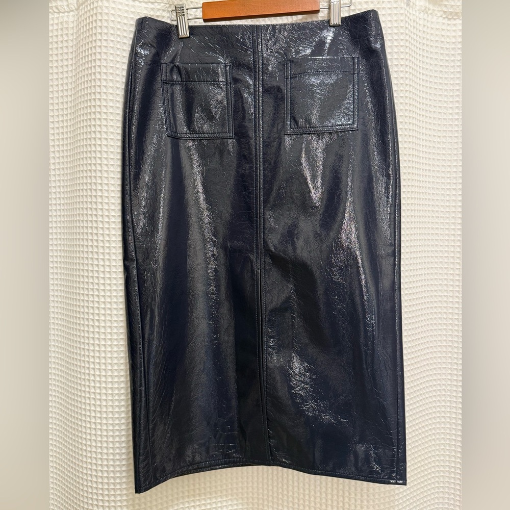 J. Crew Navy Faux Leather Pencil Skirt - NWT Size 2